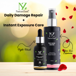 Dark Spot Reduction with Sun Exposure Care NaturZest Drops 2 Dazzle + Rose Mist