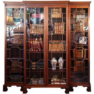 Glass Panel Triple Section Bookcase