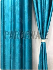 Blue Tree Emboss Print Curtain