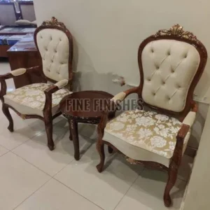 Button Tufted Floral Cushion Armchair Set