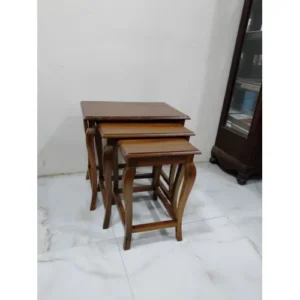 Carved Leg Nesting Table Set with Glassware