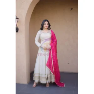 Fabric Gown With Dupatta Set
