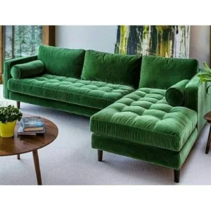 Goodluck Polished Plain Wood Pillow Back Sofa Set
