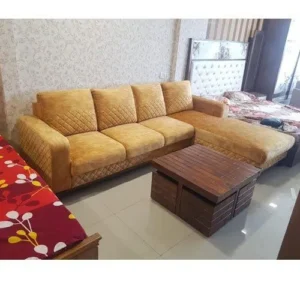 Wooden L Shaped Sofa Set