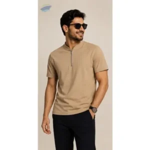 Mens Half Sleeve Zipper T-Shirts