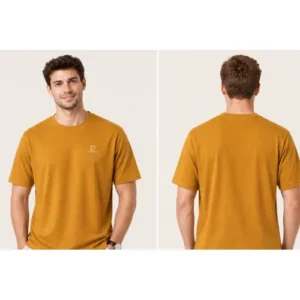 Mens Mustard Half Sleeve Round Neck T-Shirts